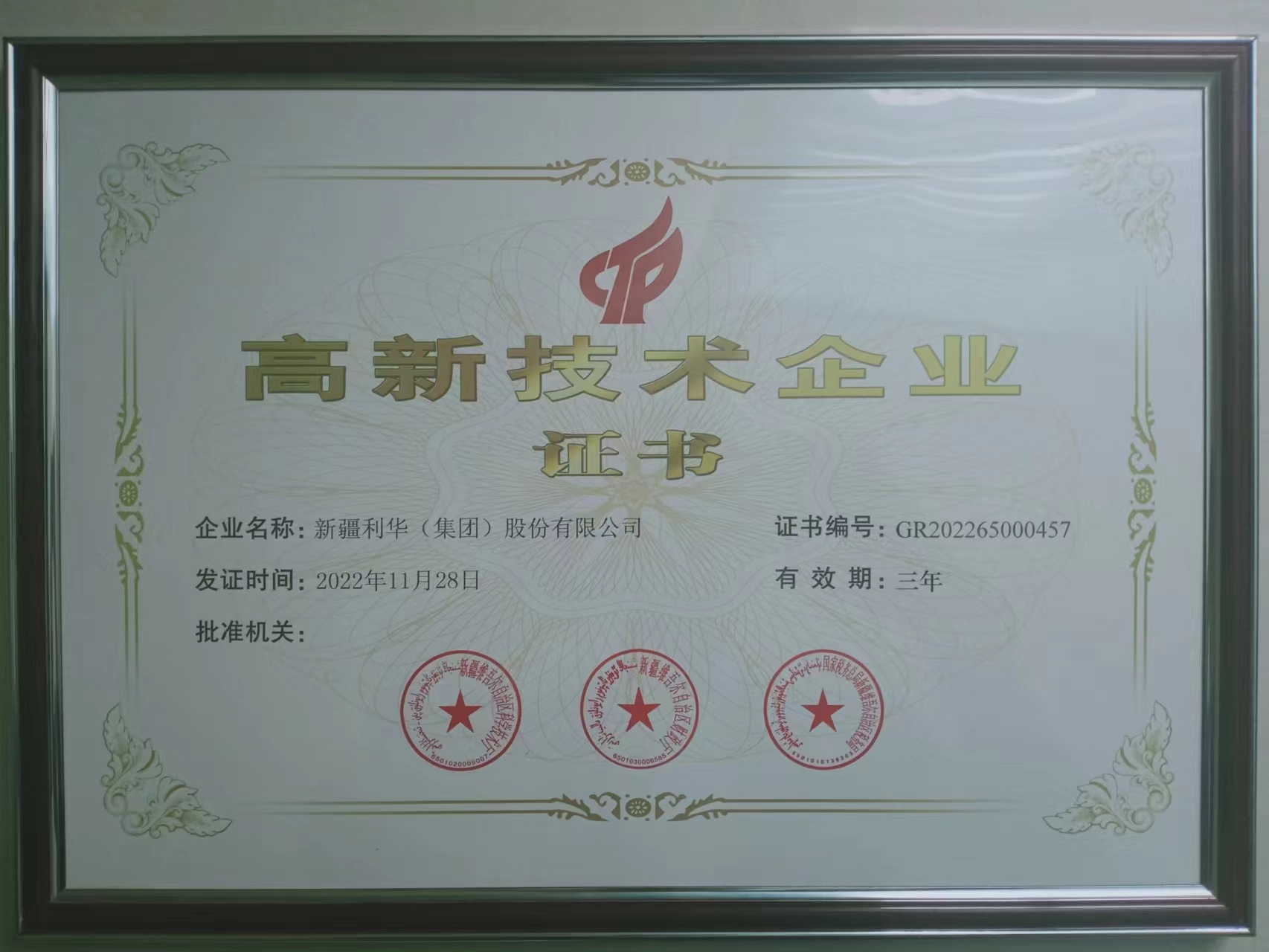 公司榮膺高新技術企業(yè)榮譽稱號